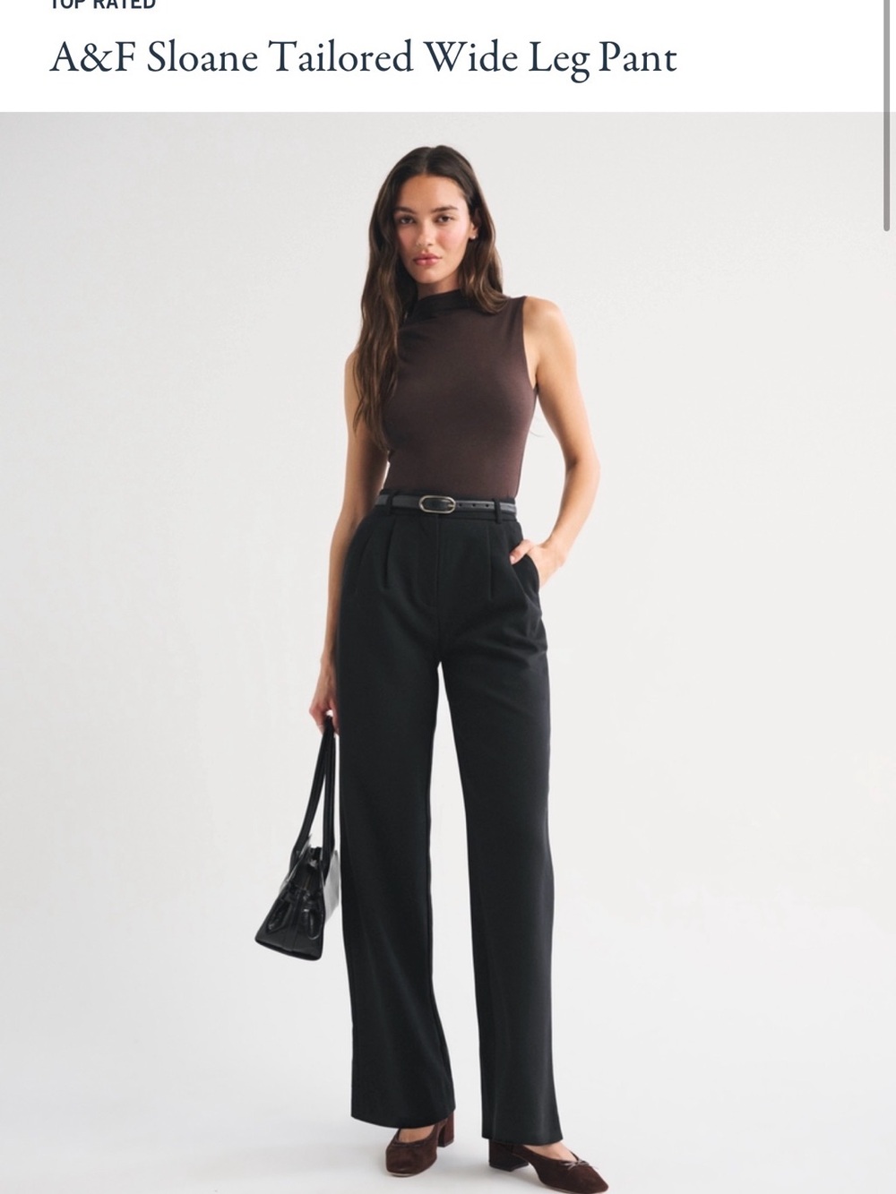 NWOT Abercrombie & Fitch Sloane Tailored Wide Leg Pant - Black Regular Length